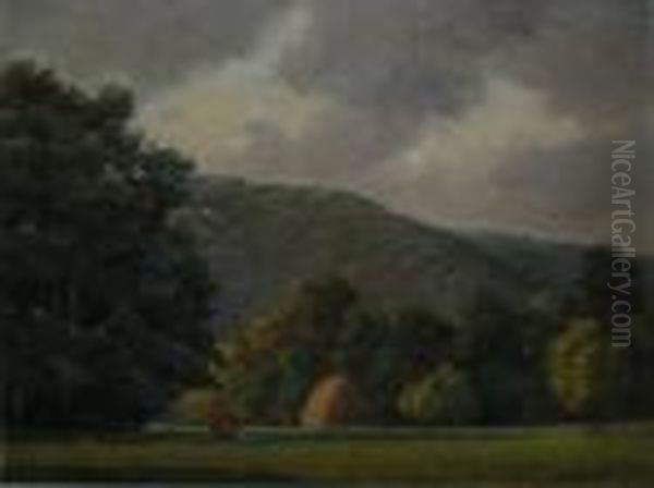 Peisaj Cu Personaj Oil Painting by Cornel Minisan