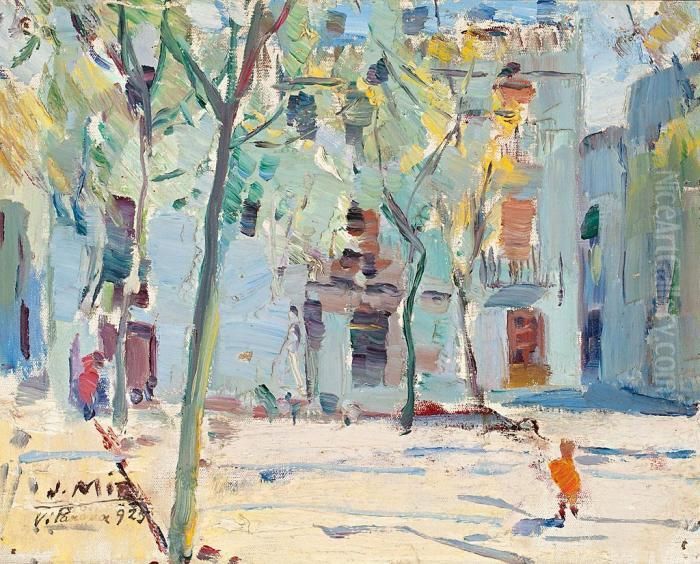 Plaza Pau Casals, Vilanova I La Geltru Oil Painting by Joaquin Mir Trinxet