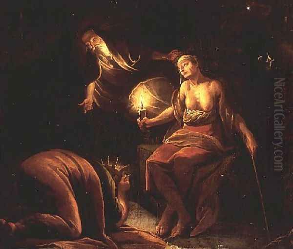 An Allegory of Witchcraft Oil Painting by Domenicus van (Ascanius) Wijnen