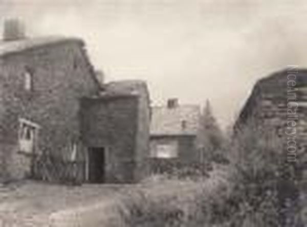 Cottage Scene Oil Painting by Leonard Misonne