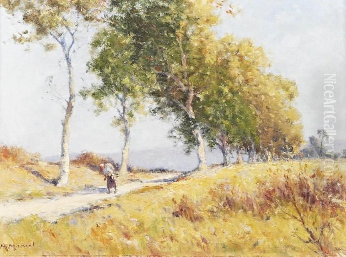 Traveller On An Allee Oil Painting by Maurice Moisset