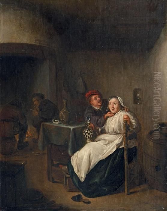 Interieur Mit Trinkendem Paar Oil Painting by Jan Miense Molenaer