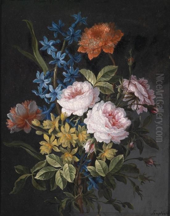 A Still Life Of Roses Oil Painting by Antoine (Baptiste M.) Monnoyer