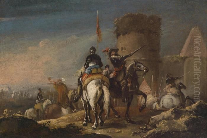 Departing Cuirassiers Oil Painting by Francesco Monti