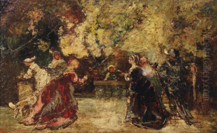 Fete Elegante Oil Painting by Adolphe Joseph Thomas Monticelli