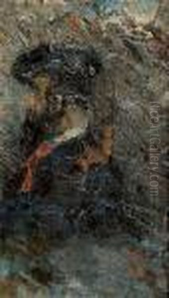 Autoportrait Oil Painting by Adolphe Joseph Thomas Monticelli