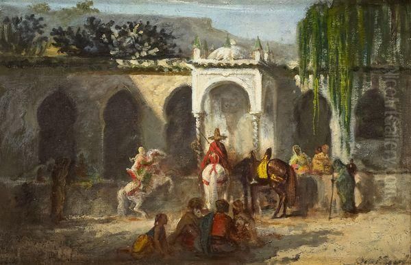 La Halte Oil Painting by Charles Montlevault