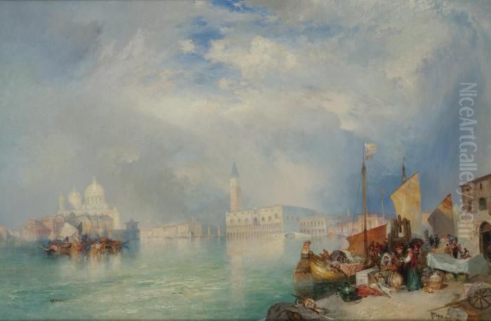 Entrance To The Grand Canal, Venice Oil Painting by Thomas Moran