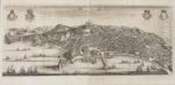 Veduta Di Napoli Oil Painting by Pierre (Pieter) Mortier