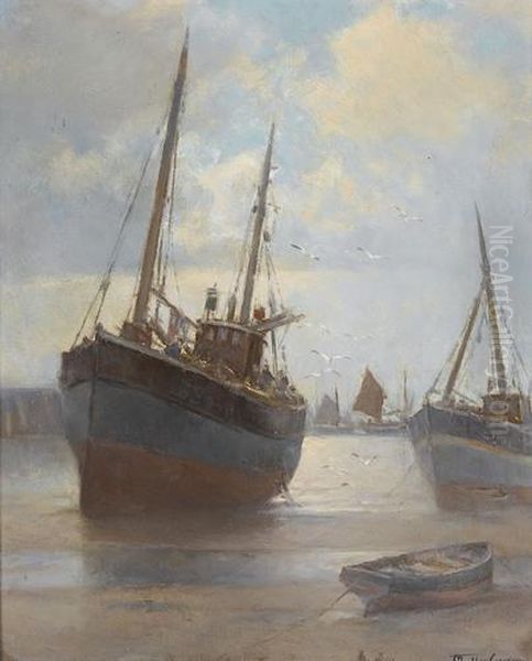 Maree Basse Dans Le Port De St. Ives Oil Painting by Franz Muller-Gossen