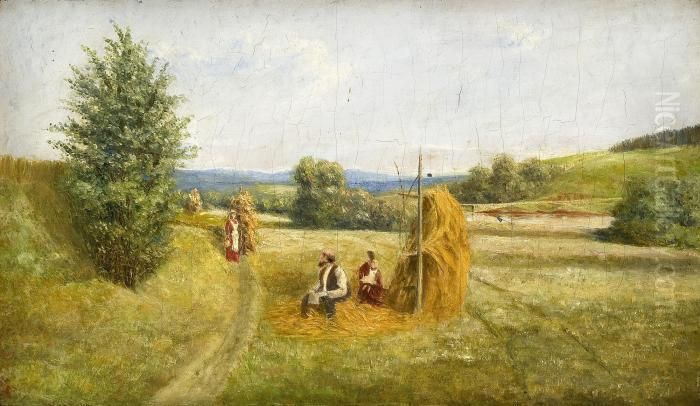 Hoyonn Pa Vik I Stange, Hedmark Oil Painting by Gerhard Munthe