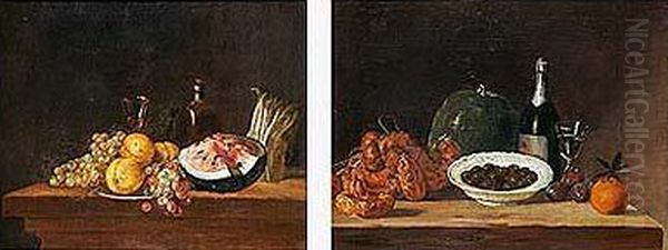 Pareja De Bodegones Oil Painting by Jose Maria Murillo Y Bracho