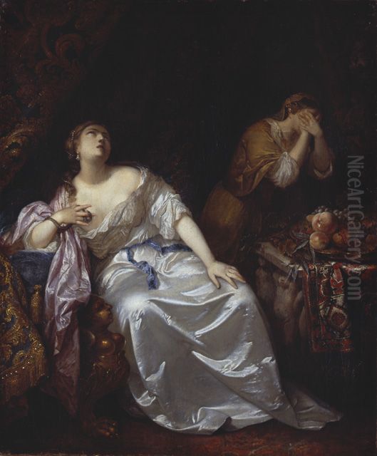 The Death Of Cleopatra Oil Painting by Caspar Netscher