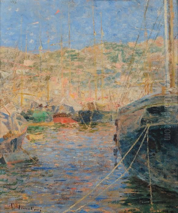 Veduta Di Porto Oil Painting by Plinio Nomellini