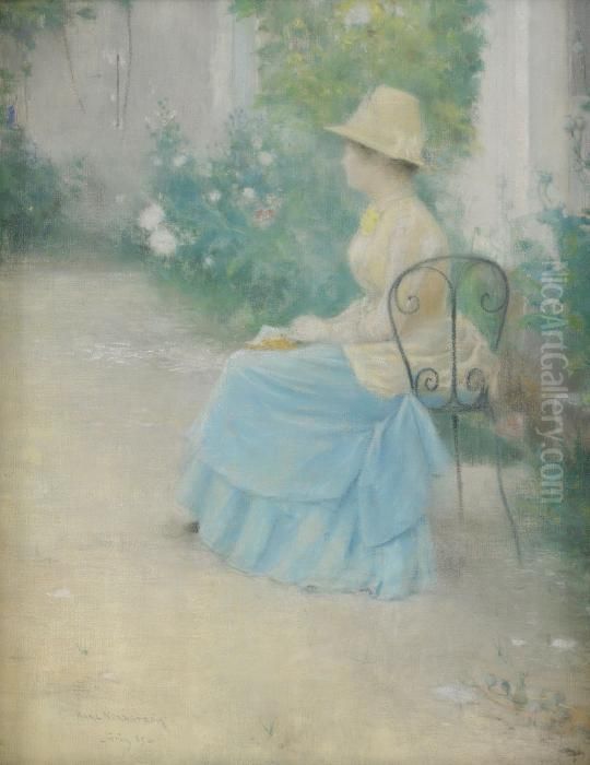 Betraktelser - Tekla I Tradgarden Oil Painting by Karl Nordstrom