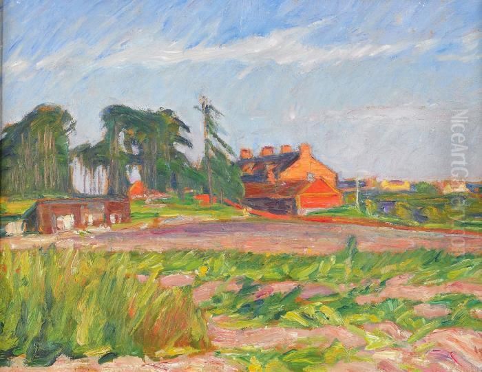 Sommarlandskap I Aftonsol Oil Painting by Karl Nordstrom