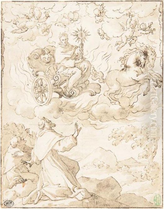 L'apparizione Di San Francesco Su Un Carro Di Fuoco Oil Painting by Pietro Novelli