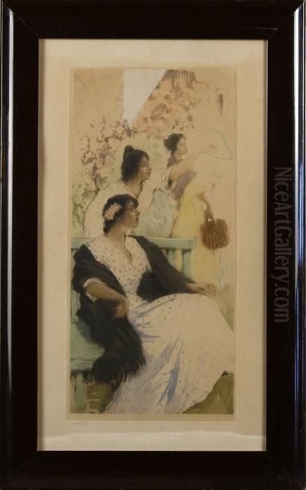 Studie Av Tre Kvinnor Oil Painting by Allan Osterlind