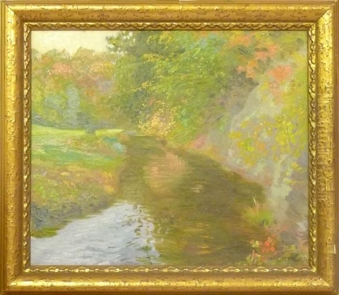 Flodlandskap. Oil Painting by Allan Osterlind