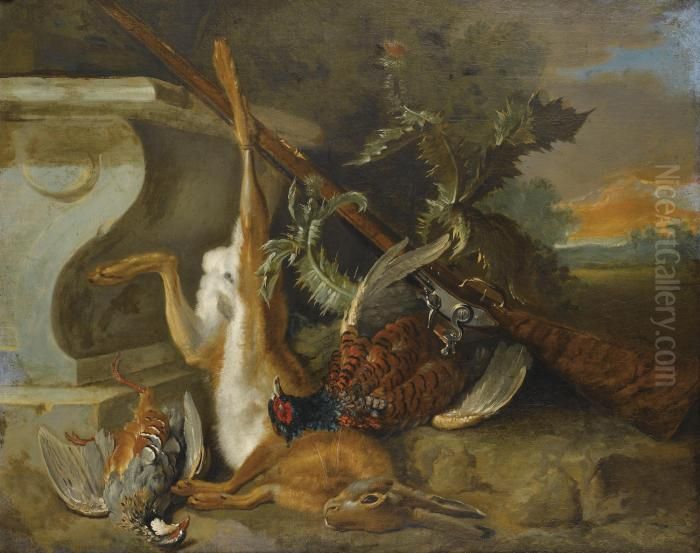 Jean-baptiste Oudry And Studio;;
 Hunting Still Life With A Hare, Partridges And Pheasants ; Oil On 
Canvas Oil Painting by Jean-Baptiste Oudry