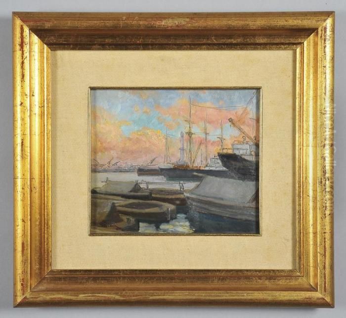 Il Porto Di Genova Oil Painting by Giuseppe Palanti