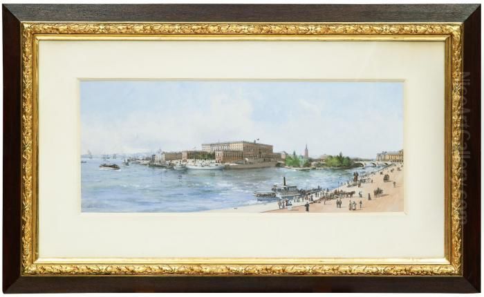 Vy Mot Stockholms Slott Fran Blasieholmen Oil Painting by Anna Palm De Rosa