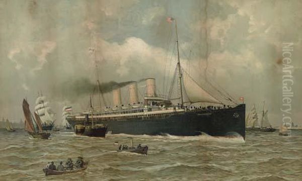 The S.s. Furst Bismarck In Hamburg Oil Painting by Fred Pansing