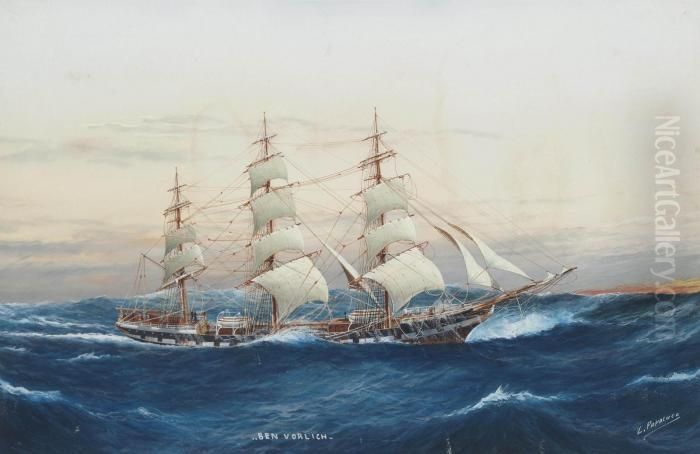The Wool Clipper 
Ben Vorlich 
 Under Reduced Sail At Sea Oil Painting by L. Papaluca