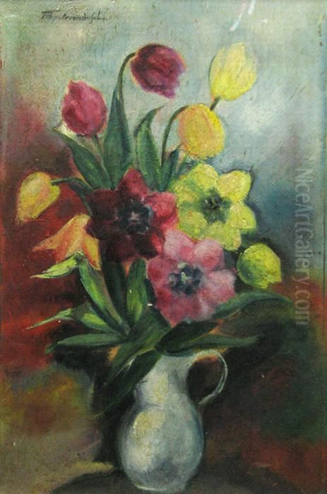 Cana Cu Flori Oil Painting by Tache Papatriandafil
