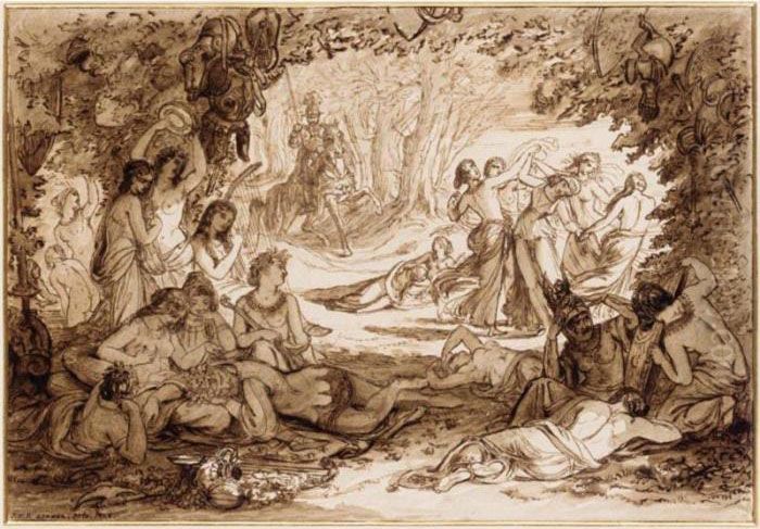Cymocles Discovered By Atis In 
The Bowre Of Blisse, Spenser's Fairie Queene, Book Ii, Chapter V. Oil Painting by Joseph Noel Paton