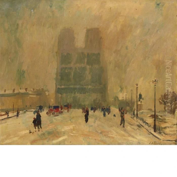 Notre Dame De Paris Oil Painting by Elie Anatole Pavil