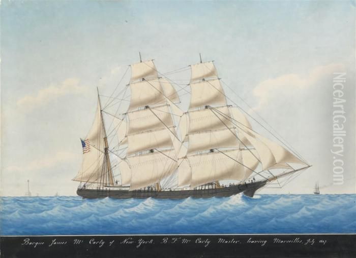 The American Barque 
James Mccarty Oil Painting by Joseph Honore Maxime Pellegrin