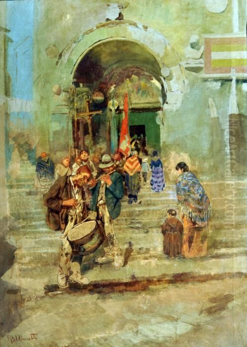 L'uscita Della Processione Oil Painting by Tito Pellicciotti