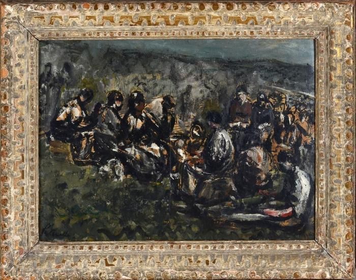 Repas Sur La Montagne Oil Painting by Adolph Peterelle