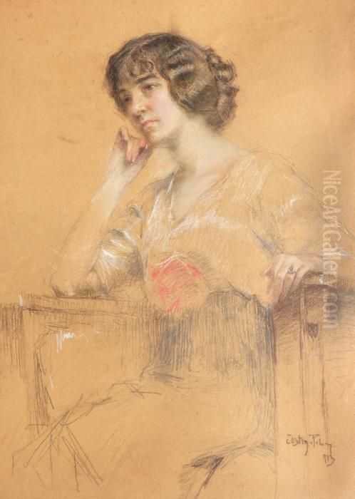 Pe Ganduri Oil Painting by Costin Petrescu