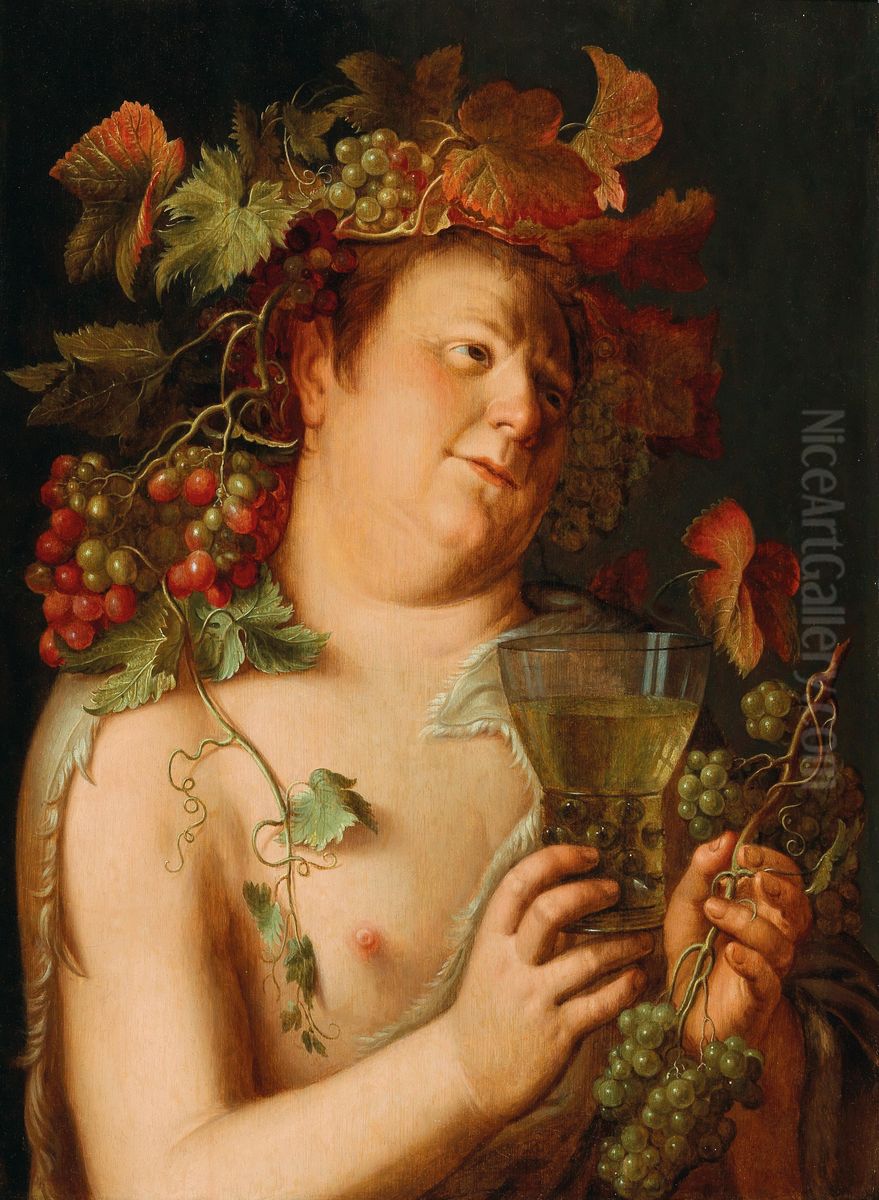 Bacchus Oil Painting by Joachim Wtewael (Uytewael)