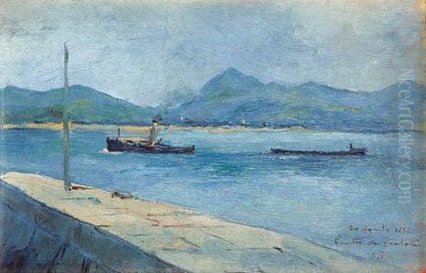Puerto De Santona Oil Painting by Cecilio Pla