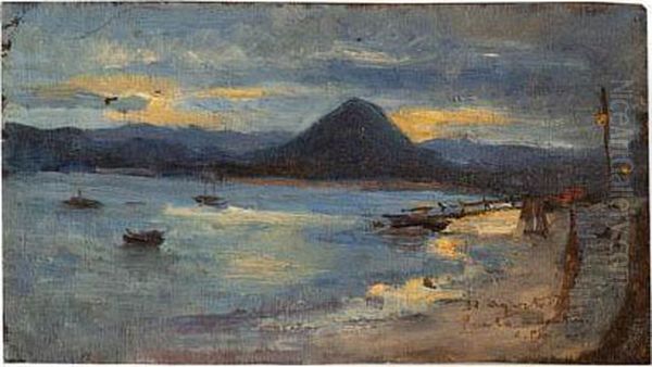 Puerto De Santona Oil Painting by Cecilio Pla