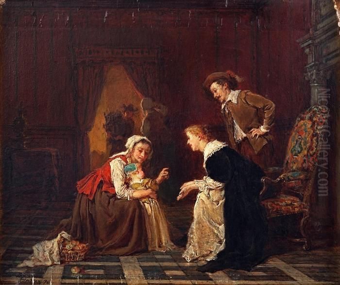 The First Word Oil Painting by Antoine Emile Plassan