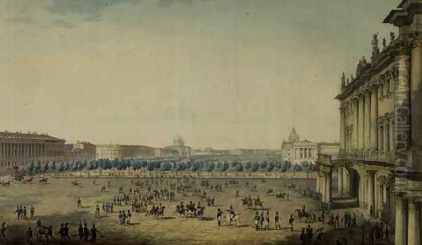 The Palace Square, St. Petersburg Oil Painting by Maxim Nikiforovitsch Worobjeff