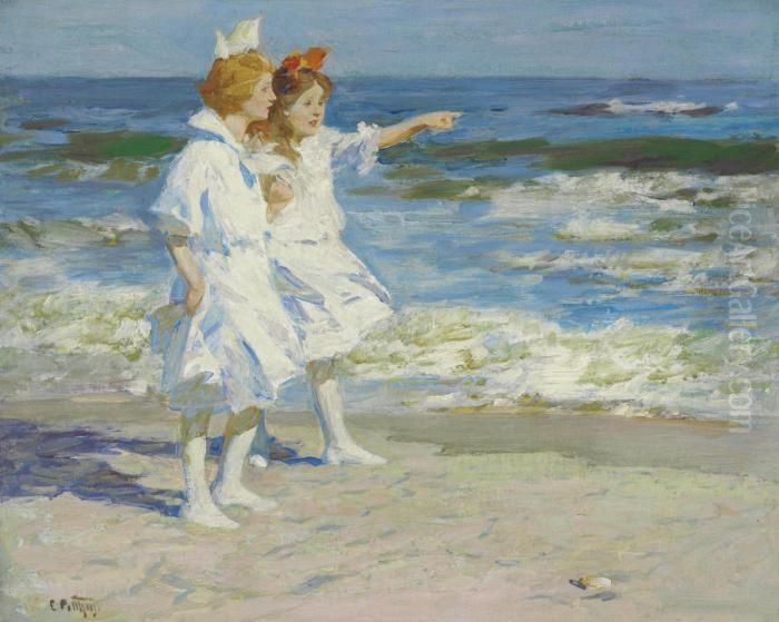 Girls On The Beach Oil Painting by Edward Henry Potthast