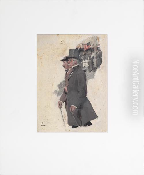 A Father And Son Oil Painting by Howard Pyle