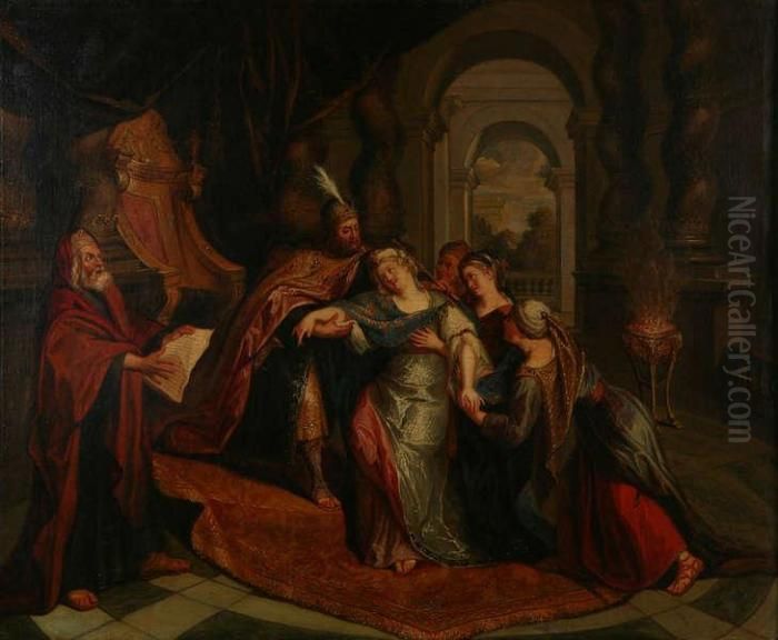 Esther Voor Ahasverus Oil Painting by Erasmus II Quellin (Quellinus)