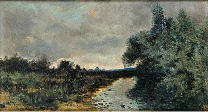 Paisaje Con Rio Oil Painting by Manuel Ramos Artal