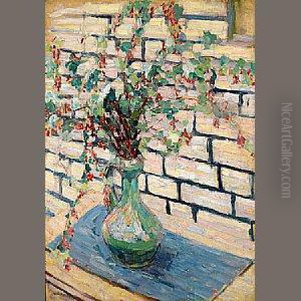 Still Life With Green Vase And Flowers Oil Painting by Joseph Morris Raphael