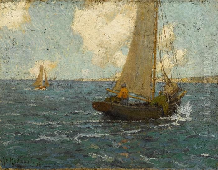 Sailboats On Calm Seas Oil Painting by Granville Redmond