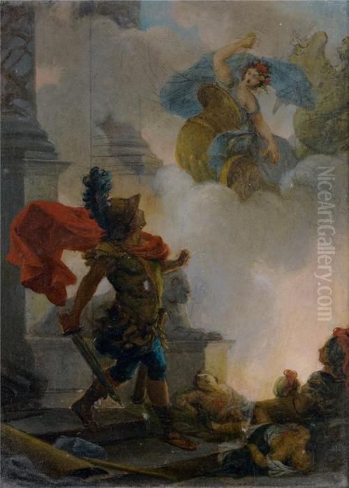  Medee Apres Avoir Poignarde 
Les Deux Enfants Qu'elle Avait Eus De Jason, Met Le Feu A Son Palais Et 
Se Sauve A Athenes  Oil Painting by Jean-Baptiste Regnault