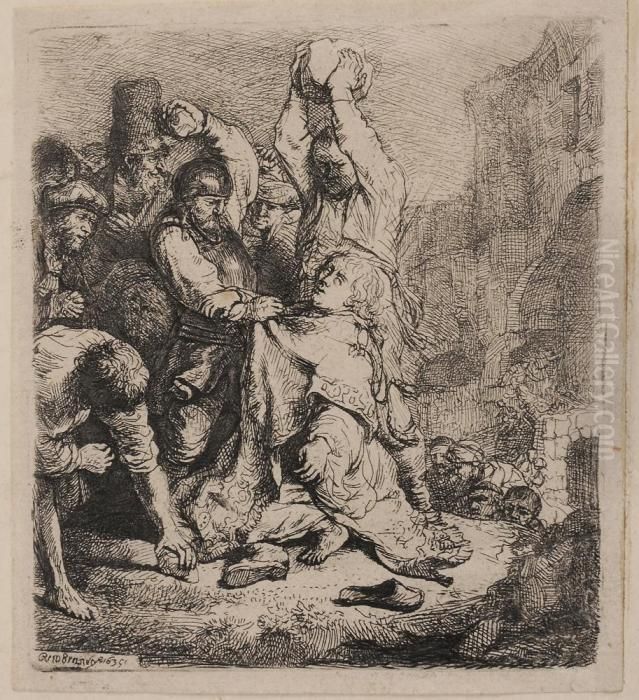 The Stoning Of Stephen Oil Painting by Harmenszoon van Rijn Rembrandt