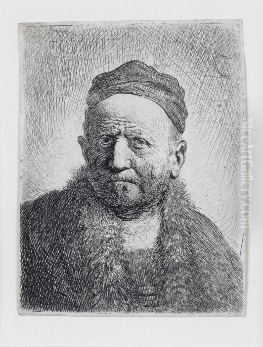 Man Wearing A Close Cap: Bust Oil Painting by Harmenszoon van Rijn Rembrandt