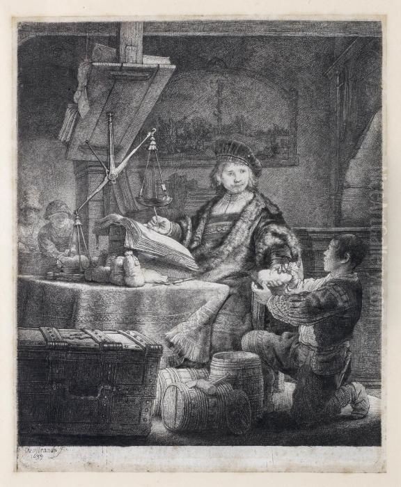 Jan Uytenbogaert, The Gold Weigher Oil Painting by Harmenszoon van Rijn Rembrandt